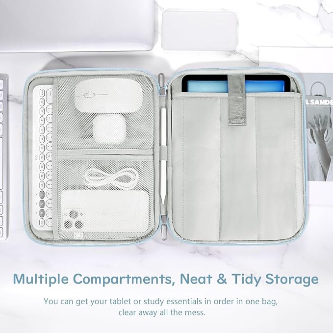 Dadanism 9-11 Inch Tablet Sleeve Padded Carrying Case for iPad (A16) 11th Gen 11", iPad 10th Gen 10.9", iPad Air M4/Pro M5 11", iPad Air 5/4, iPad 9/8/7th Gen, Galaxy Tab A11+ Plus 11", Milk Blue