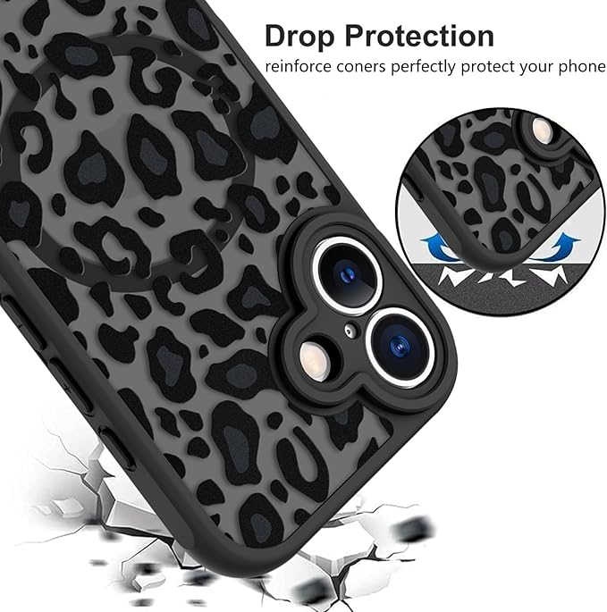 KANGHAR Case Compatible with iPhone 17 Leopard Printed Pattern [Compatible with Magsafe] Cute Cheetah Protective Magnetic Case for Girls Women Men 6.3"