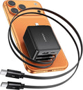 iVANKY Retractable USB C Charger, Smallest 4-in-1 GaN Wall Charger for Multiple Devices, 45W Charger Block with Dual Type C Cables, 4-Port Travel Adapter for iPhone 17/16/15/14 Pro Max,MacBook Neo