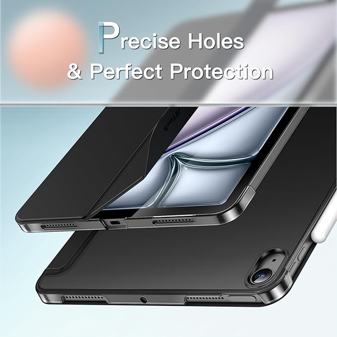 JETech Case for iPad Air 11-Inch M4/M3/M2 (2026/2025/2024), iPad Air 5 (2022 5th Generation 10.9-Inch), Slim Stand Hard Back Shell Cover with Auto Wake/Sleep (Black)