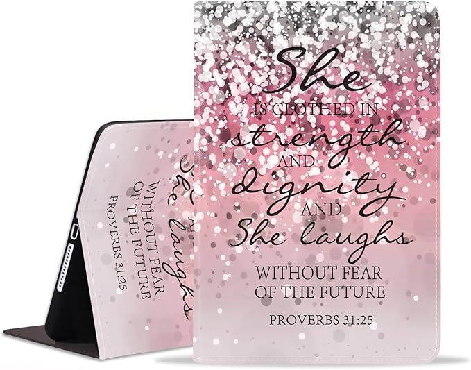 WEUIUJKILO Case for iPad (A16) 11th Generation 11 Inch 2025, iPad 10th Generation 10.9 Inch 2022, Slim PU Leather Folding Stand Smart Cover with Auto Sleep/Wake, Bible Verses Proverbs 31:25