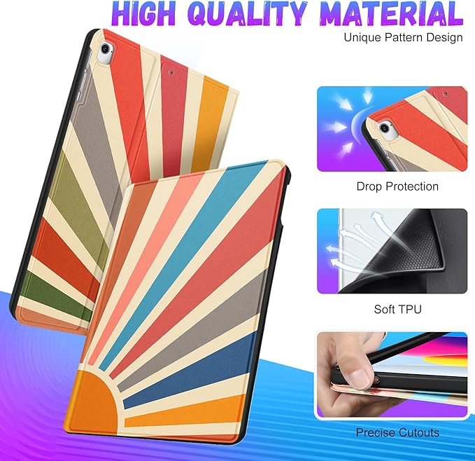 Uppuppy iPad Case for 5th/6th Generation, Air 1st/2nd Gen, Pro 9.7 Inch - Cute Kids Girls Women Girly Kawaii Sun Design Folio Cover
