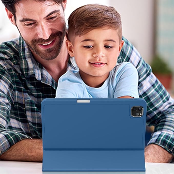 ZryXal New iPad Pro 13 Inch Case (M5) 2025 / (M4) 2024 with Pencil Holder, Smart iPad Case [Support Pencil Pro and Pencil (USB-C)], Support Touch ID and Auto Wake/Sleep (New Navy Blue)