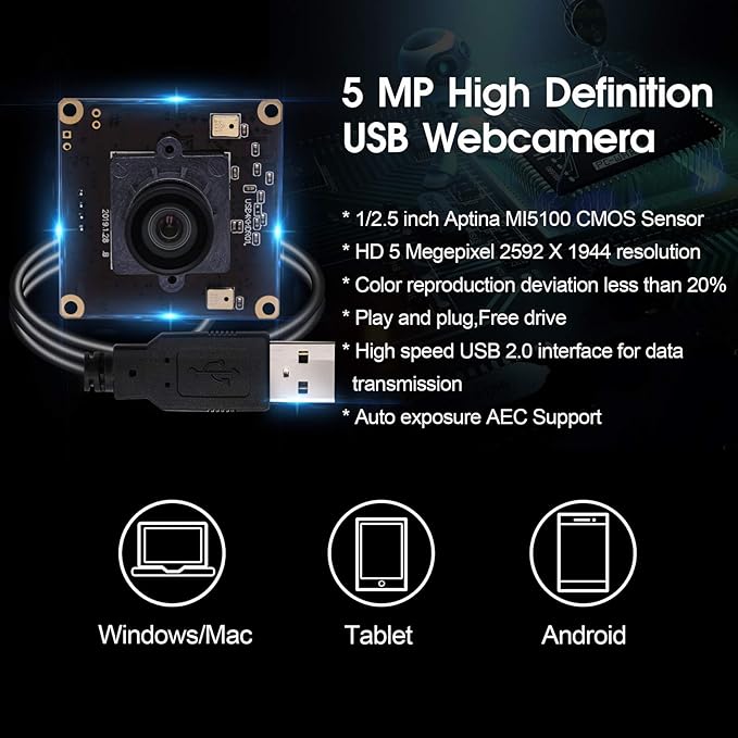 4K Webcam Mini USB Camera with 100 Degree,Ultra HD 2160P Web Camera with Sony IMX317 Sensor Minicam Aluminum Case Webcamera UVC Support,Plug&Play for Windows,Android,Mac,Linux Web Cams