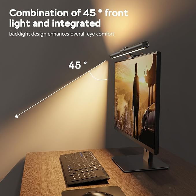 OOWOLF Monitor Light Bar with Remote, Ra95 Computer Monitor Lamp for Eye Caring, USB Reading Lamp Task Lamp, Dimmable Light Bar with Backlight, No Glare Space Saving Home Office 16.14" 1-Pack