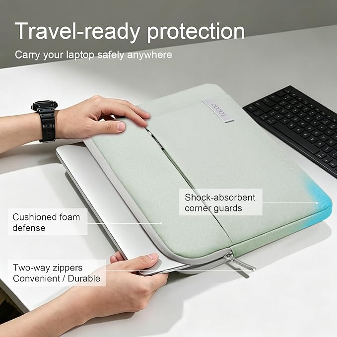 Lacdo Chromebook Case 11 Inch Laptop Sleeve for 11 Inch Acer HP Lenovo Dell Samsung ASUS Chromebook Spin 3 11, 13 inch New Surface Pro 11 Copilot+PC / 10 9 8 X, 11.6" MacBook Air Computer Bag, Green