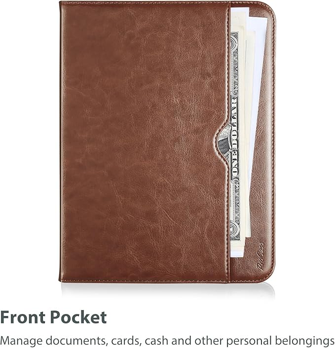 ProCase for iPad mini 7th (A17 Pro) 2024/iPad Mini 6th Generation 2021 8.3 Inch Case; Premium PU Leather Folio Business Stand Cover with Hand Strap; Pencil Holder; Front Pocket -Brown