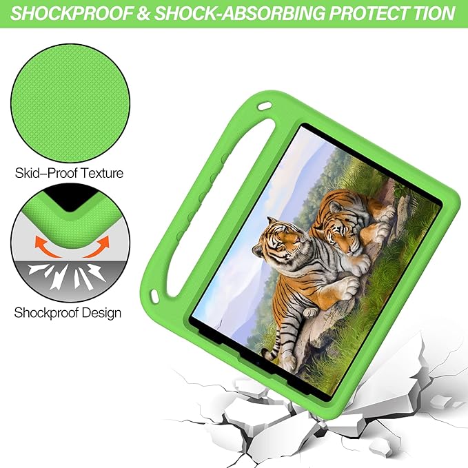 Dteck for iPad Air 13/iPad Pro 13/12.9 Case, Shockproof Protective Handle Stand Pencil Holder EVA Case, Green