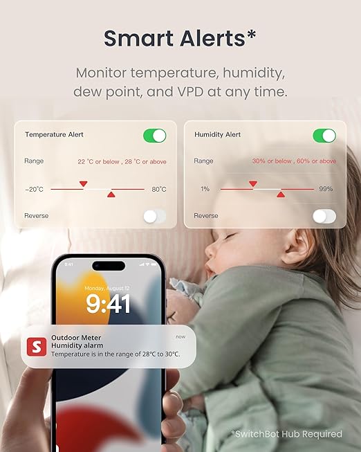 Bluetooth Hygrometer Thermometer, IP65 Indoor Outdoor Humidity Sensor with Remote App Control, Room Temperature Monitor with 394ft Bluetooth Range (Outdoor Meter*3+HubMini)