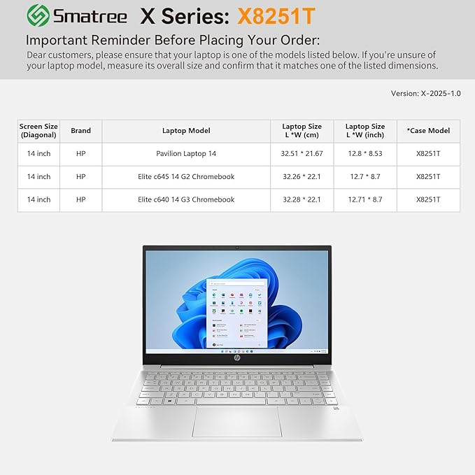 Smatree Hard EVA Protective Sleeve Case Compatible for 14 inch HP Elite C645 G2 Chromebook/Elite C640 14, for 14inch HP Pavilion Laptop 14-dv2097nr/14-ec1097nr Water-Proof Sleeve, White (X8251TW)
