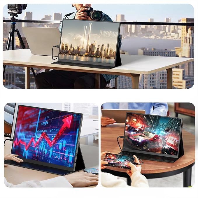 qaf 18.5 Inch Portable Monitor, 100Hz 1080P FHD IPS HDR Display, 100% sRGB, Frameless Gaming Travel Second Monitor for Laptop PC Mac PS5 Xbox, VESA Mount, Built-in Speakers - Classic Black