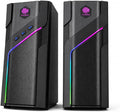 RGB Gaming Speakers for PC, W-206RE Desktop Computer Speakers with 21 LED Light Modes, Touch-Control Lighting, USB Powered Stereo Sound for Laptop & PS5