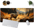 Large Mouse Pad, 31.5 x 11.8in Extended Gaming Mouse Pad with Stitched Edges, XXL Mousepad Protector Non Slip Rubber Base for Office and Home Writing Mat, Cute Deer Forest Pattern Desk Mat