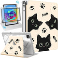 Uppuppy for iPad Air 11 inch Case(Air M4 2026, 8th Gen/M3 2025/M2)/Air 5th/4th Gen 10.9", for iPad Pro 11 inch Case(4th/3rd/2nd/1st Gen) - 360 Rotating Smart Folio Cover with Pencil Holder, Black Cat