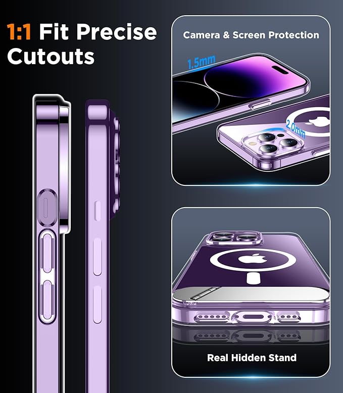 Magnetic Compatible with iPhone 14 Pro Max Case, [Built-in Invisible Kickstand][Compatible with MagSafe] [Military Grade Shockproof] Slim Thin Phone Case for iPhone 14 Pro Max 6.7"