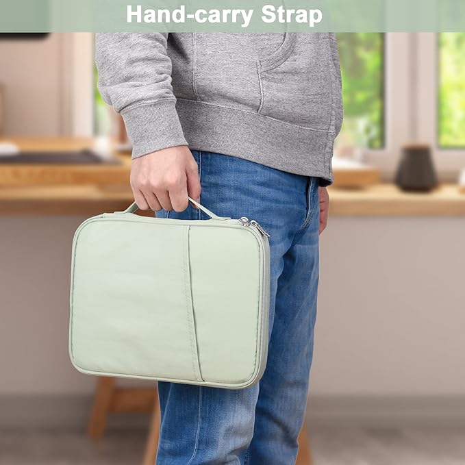 9-11 Inch Tablet Carrying Sleeve, Padded Travel Bag for iPad Pro 11-in (M4), iPad 10.9 (10th Gen), iPad Air 11-in (M2), Galaxy Tab S9/S8 (Green-Updated Version, 9-11)