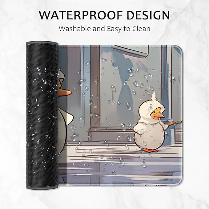 Auhoahsil Ultra Large Gaming Mousepad, XXL Extended Full Size Desktop Matt for Keyboard, Laptop & Computer, 35.5 x 15.7 in, Anime Cute Ducks