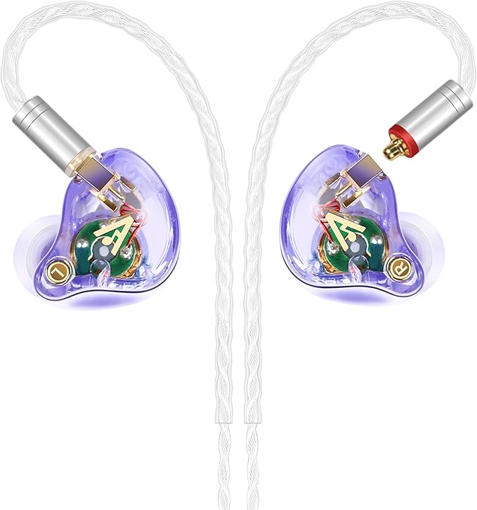Vibes 202 Wired Earbuds - HiFi in Ear Monitor Headphones – Professional Noise Isolating Ear Buds - Clear Sound, Deep Bass & Comfort-Fit IEM Earphones - MMCX to 3.5mm, Silver Plated Cord, Carrying Case