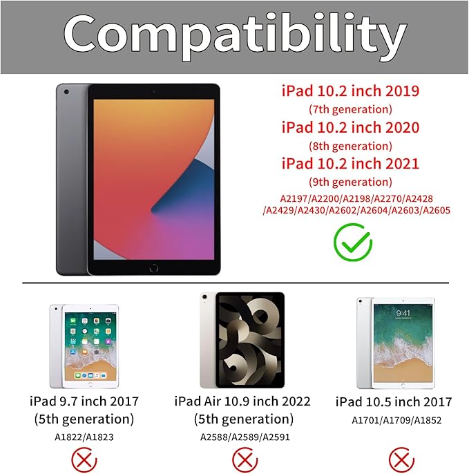 Lovmooful Compatible for iPad 9/8/7 (10.2-Inch,2021/2020/2019 Model,9th/8th/7th Generation) Case with Pencil Holder Cute Striped with Aesthetic Design Soft TPU Trifold Stand Protective-Black&White
