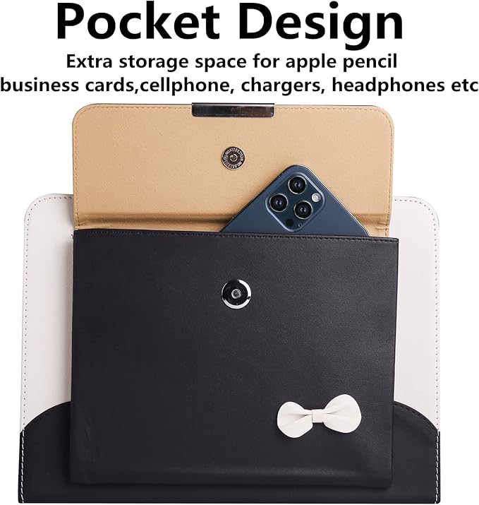 Cute Case for iPad 11 inch (A16) 2025 / 10th Generation 10.9 inch 2022, iPad 10 / 11th Gen Case, Slim Handbag Leather Protective Cover with Stand Hand Strap Pocket for Girls Woman Kids,Black