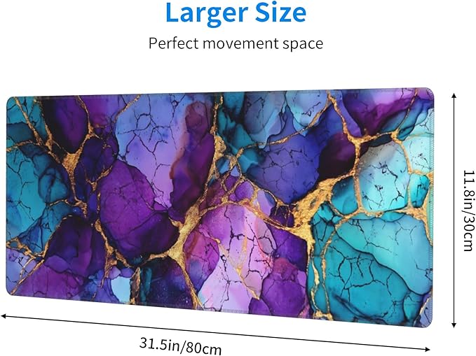 Marble Mouse Pad Extended Large Gaming Mouse Pad XL Stitched Edges for Gamer Home Office 31.5 X 11.8 Inch
