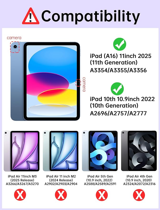 Kids Case for iPad A16 11th (2025)/iPad 10th Gen (2022) with Pencil Holder & Handle Stand, Super Protection EVA Toddler-Friendly Cover for iPad 11"(A16)/iPad 10th Generation 10.9"-Purple