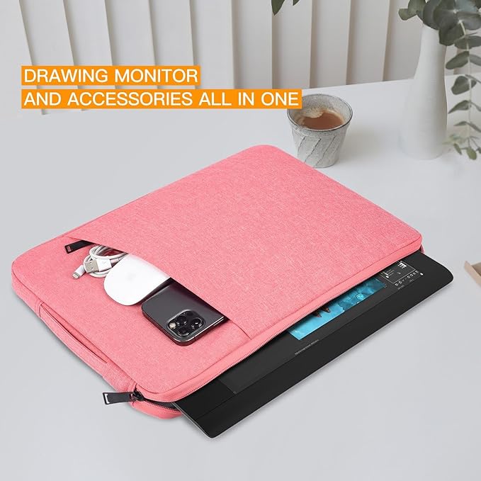 Portable Drawing Tablet Sleeve Protective Carrying Case for XP-Pen Artist13.3 Pro 13.3 Inch/ Artist12/ Artist Pro 14,Pink