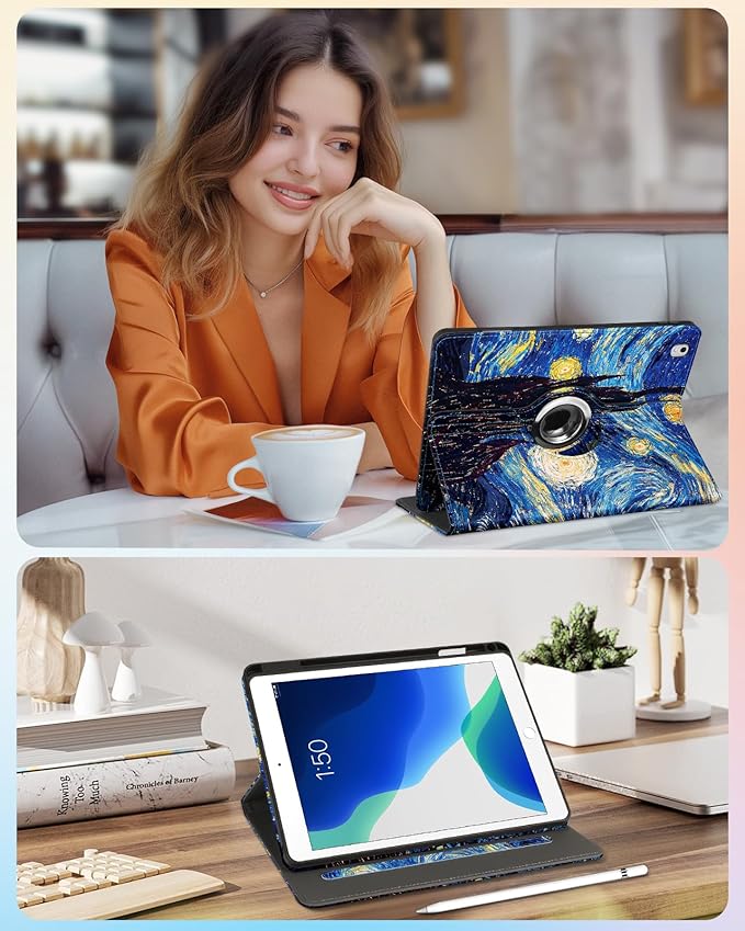 Kidcube for iPad Air 3rd Generation Case/Pro 10.5 Inch Case - Women Girls Kids Cute Rotating Stand Folio Cover with Pencil Holder & Card Slot Cool Unique Teens Design Cover for iPad Pro 10.5''/Air 3rd