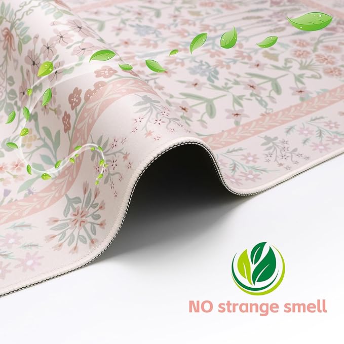 Baziabbo Pink Floral Desk Mat,XXL Extended Big Mouse Pad,Gaming Mousepad with Stitched Edge,Non-Slip Rubber Base Keyboard Desk Pad for Home Office Study Game