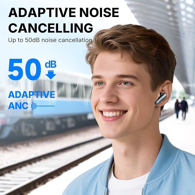 EarFun Air Pro 4i Noise Cancelling Wireless Earbuds, Hi-Res Sound with LDAC, 6 Mics AI ENC Clear Call, 40H Playtime, Multipoint Connection, Surround Sound, Bluetooth 5.4 Earbuds, Wireless Charging