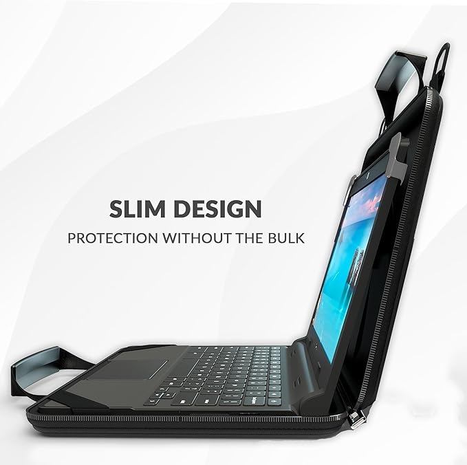 UZBL 13-14 Inch Always-on Chromebook Protective Hard Case with Adjustable Shoulder Strap and Carrying Handles