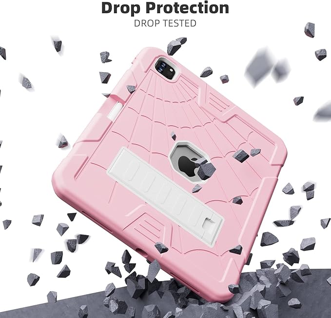TSQQST Case for iPad Pro 11 Inch for Kids Girls with Pencil Holder | Rugged Shockproof Protective Case for iPad Pro 11 4th/3rd/2nd/1st Generation 2022 2021 2020 2018 | Pink