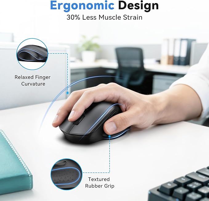 TECKNET Wireless Mouse for Laptop, Silent Mouse Quiet Click, Computer Mice Wireless, 6 Adjustable 4000 DPI Computer Mice