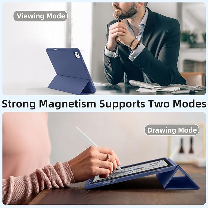 Akkerds Compatible with iPad Pro 13 Inch Case (M5/M4) 2025/2024, for iPad 13 Pro Case with Pencil Holder, Slim Trifold Stand Protective Cover with Soft TPU Back, Auto Wake/Sleep (BlueGray)