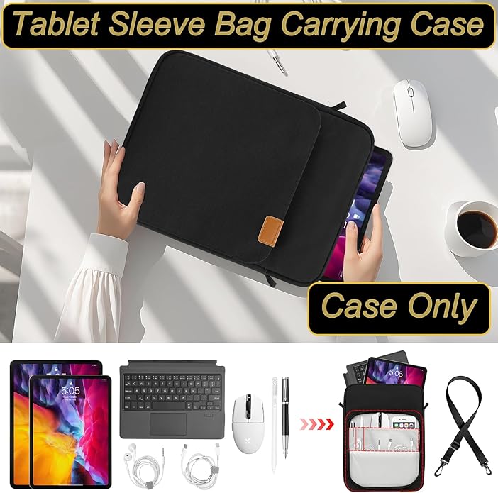 Tablet Shoulder Bag -Premium Padded Sleeve with Detachable Strap(Modular Compartment, Shockproof Design)