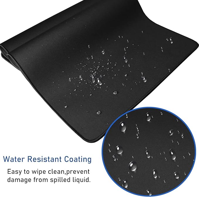 Large Extended Gaming Mouse Pad with Stitched Edges, (31.5X15.7In) Durable Non-Slip Natural Rubber Base, Waterproof Computer Keyboard Pad Mat for Esports Pros/Gamer/Desktop/Office/Home-Black