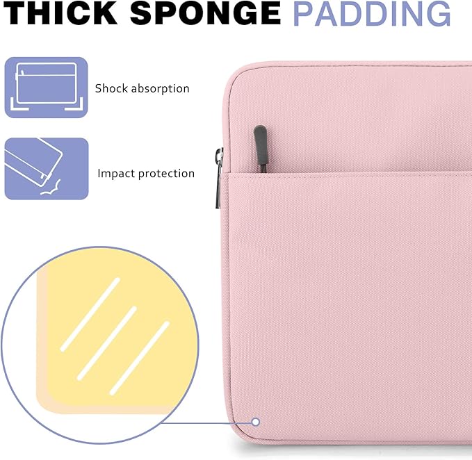 MoKo 9-11 Inch Tablet Sleeve Bag Carrying Case Fits New 11 inch iPad Air M3, iPad A16 2025, iPad Pro 11 M4/Air M2, iPad Air 5/4/3th, iPad 10/9/8/7th, Pink