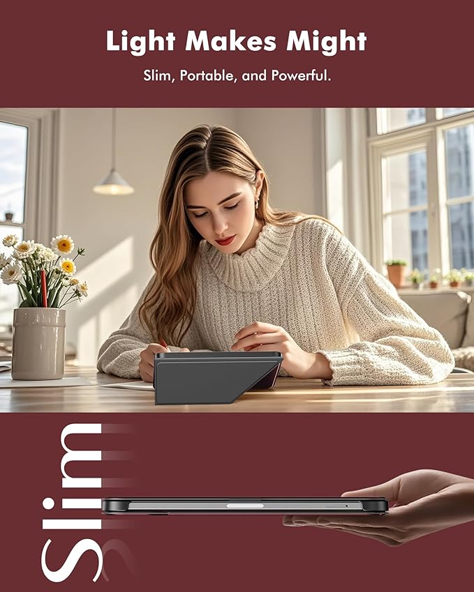 INFILAND Case for iPad mini 7 (A17 Pro) 2024 / iPad mini 6 2021, Magnetic Origami Slim Protective Case, Book-Style Foldable Cover with Pencil Holder, Multi-Angle Stand, Auto Wake/Sleep, Burgundy