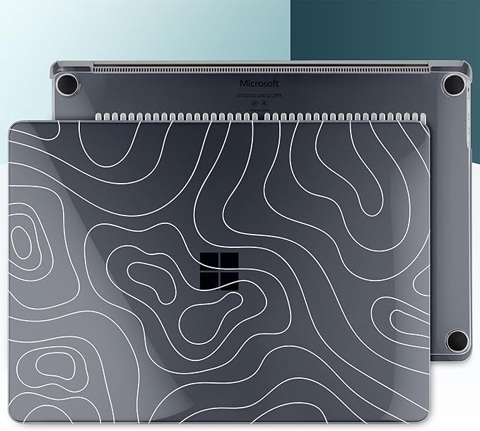 Case for 15-inch Microsoft Surface Laptop Copilot+ PC 2024 (7th Ed) Aesthetic Clear Hard Laptop Shell, with TPU Keyboard Cover & OTG Adapters Ultimate 6-in-1 Bundle, Topography