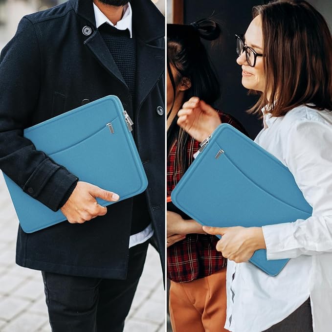 14 inch Laptop Sleeve Case, Shockproof Protective Laptop Cover Briefcase Carrying Computer Bag with Accessory Pocket Portable Computer Sleeve for 14" MacBook, HP, Dell, Lenovo, Acer, Light Blue