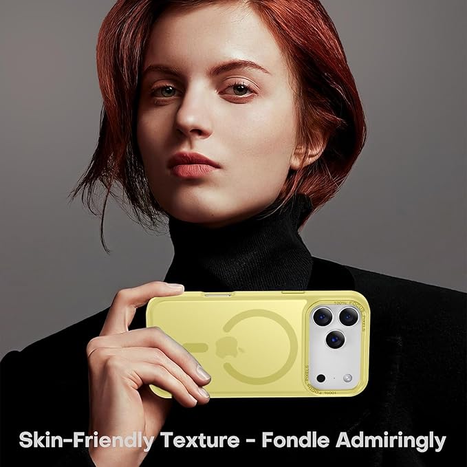 Newfuture Magnetic for iPhone 17 Pro Case [Compatible with Magsafe] [Military Grade Drop Protection] Translucent Matte Anti-Scratch Shockproof Protective Phone Case for iPhone 17 Pro 6.3 Inch, Yellow