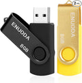8GB Flash Drive 2 Pack ENUODA Thumb Drives 8GB Swivel Design USB 2.0 Memory Stick Jump Drive Pen Drive for File Storage and Data Transfer (Black Gold)