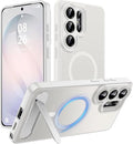 Magnetic for Samsung Galaxy S26 Ultra Case, [Compatible with MagSafe][Full Camera Protection][Built-in Invisible Kickstand] Translucent Matte Phone Case for S26 Ultra 6.9" - White