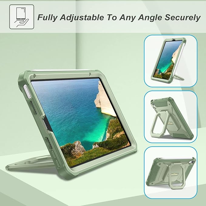 Fintie Case for iPad Mini 7 (A17 Pro, 7th Generation) 2024 / iPad Mini 6 (6th Gen) 8.3 Inch, [Tuatara Magic Ring] 360 Degree Rotating Shockproof Rugged Cover with Screen Protector, Green