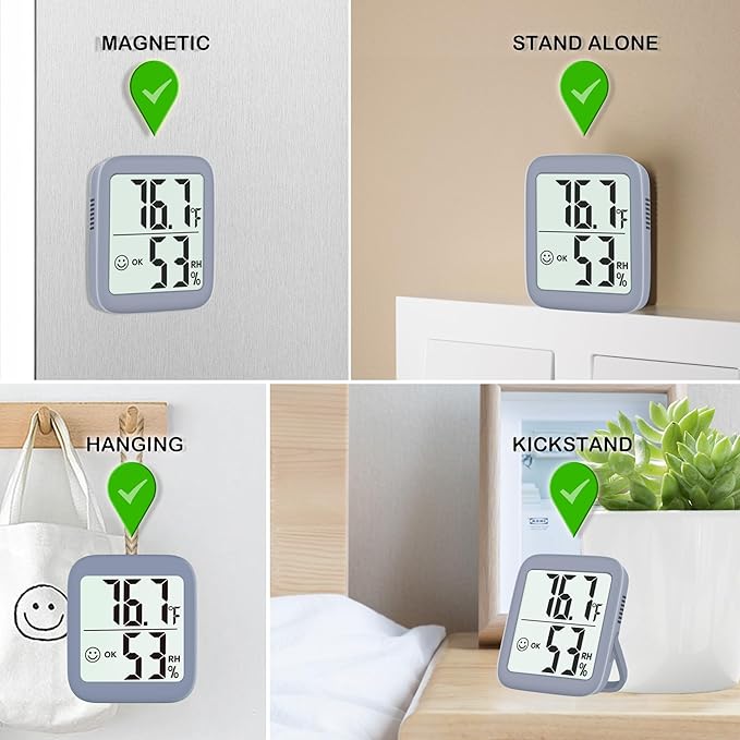 Antonki 2 Pack Room Thermometer for Home, Hygrometer Indoor Humidity Meter Gauge, Digital Temperature and Humidity Monitor Sensor for House, Terrarium, Incubator, Greenhouse - Battery Included