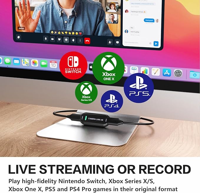 VIXLW Cam Link 4K – External Capture Card for DSLR Camcorder ActionCam as Webcam, HDMI to USB 3.0, Meet/Stream/Record in 4K60/1080p120, Easy Connect for OBS/Zoom, Windows/Mac