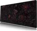 Dark Cottagecore Desk Mat Black Purple Flower XL Mouse Pad Large Gaming Mousepad Extended Vintage Aesthetic Desk Pad Keyboard Mouse Mat 31.5 x 11.8 in for Work Game Office Decor