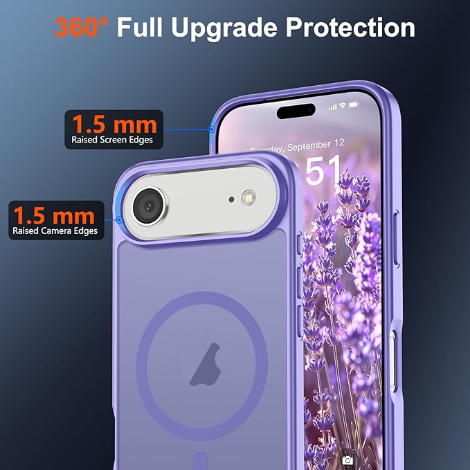 SUPFINE Magnetic for iPhone Air Case (Compatible with MagSafe)(Military Grade Drop Protection) Slim Translucent Matte Shockproof with Anti-Fingerprint Phone Cover for 17 Air,Purple