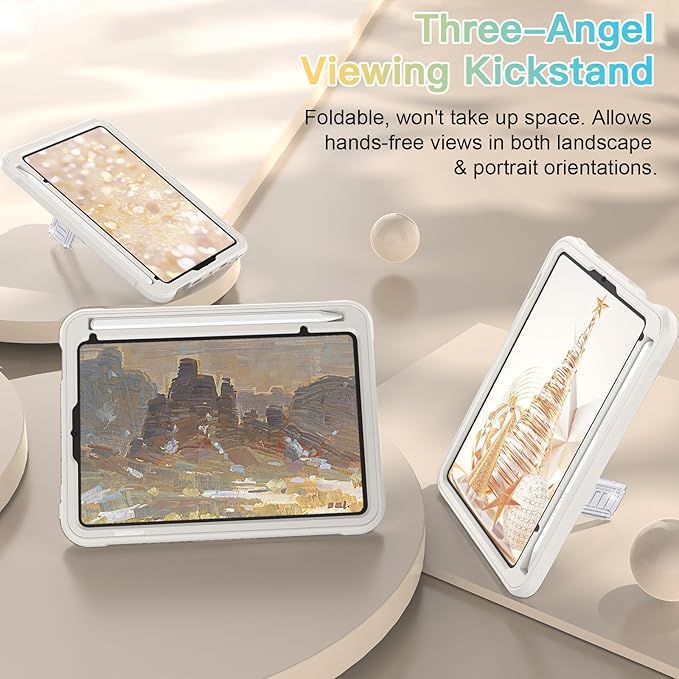 ZoneFoker Case for iPad mini A17 Pro, for iPad mini 7th/6th Generation Case 8.3 inch 2024/2021 with Pencil Holder/Stand, Slim Cover for i Pad Mini 7/6 (Clear Glitter/Starlight)