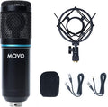 Movo PC-M6 Universal Cardioid Condenser Microphone with XLR and 3.5mm, Shock Mount, and Windscreen - Perfect for Podcasting, Live-Streaming, Gaming, Remote Work